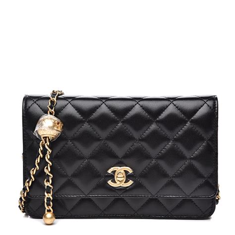 chanel pearl crush wallet on chain black|CHANEL Lambskin Quilted CC Pearl Crush Wallet on Chain .